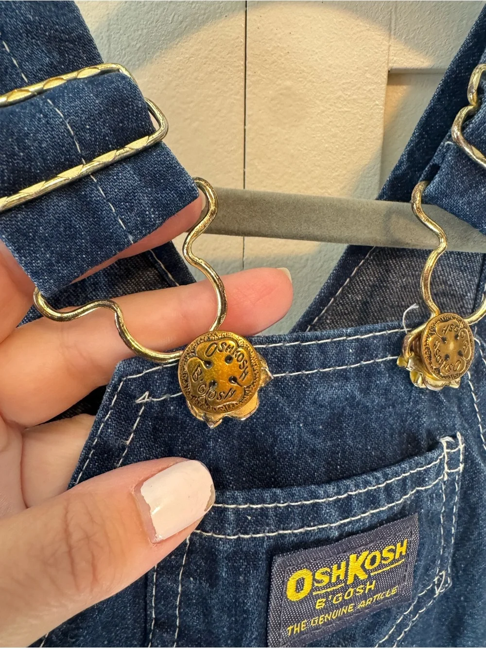 Vintage Osh Kosh B’Gosh 90s Paper Tag Baby Classic Dark Denim Overalls 18 months